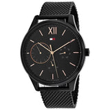 Shop Tommy Hilfiger Damon Quartz Black Dial Black Mesh Bracelet Watch for Men - 1791420 in USA