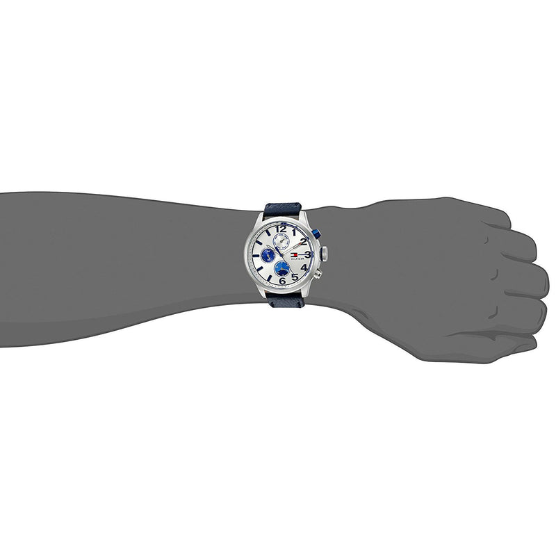 Shop Tommy Hilfiger Jackson Silver Dial Black Leather Strap Watch for Men - 1791240 in USA