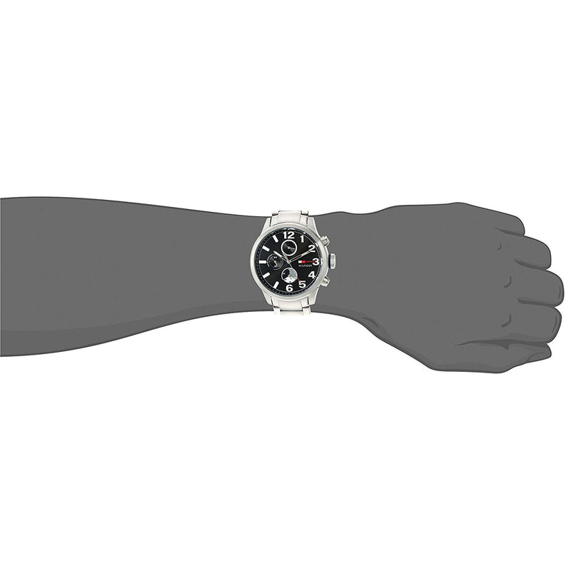 Shop Tommy Hilfiger Jackson Quartz Black Dial Silver Steel Strap Watch for Men - 1791243 in USA