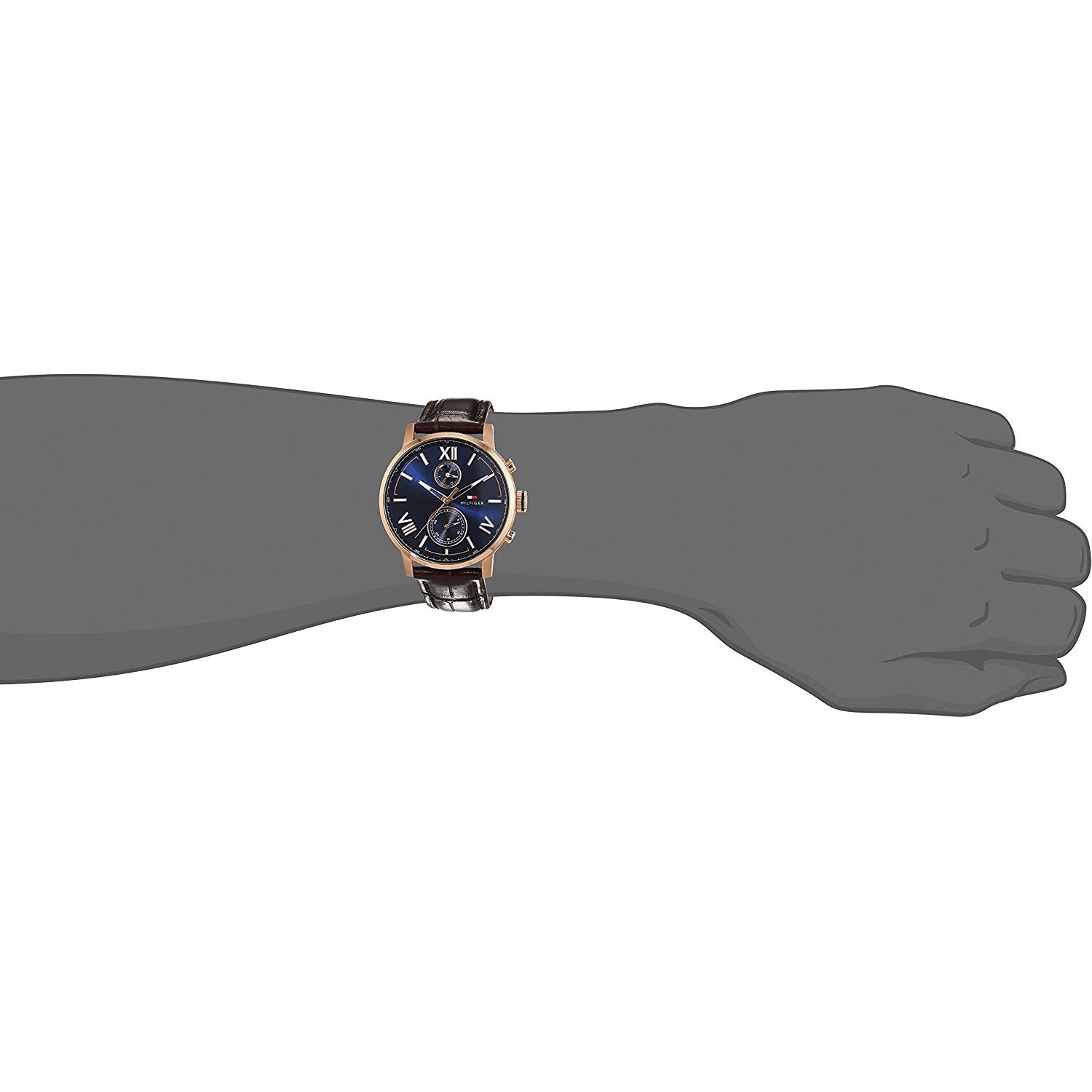 Tommy Hilfiger Aiden Quartz Blue Dial Brown Leather Strap Watch for Men - 1791308