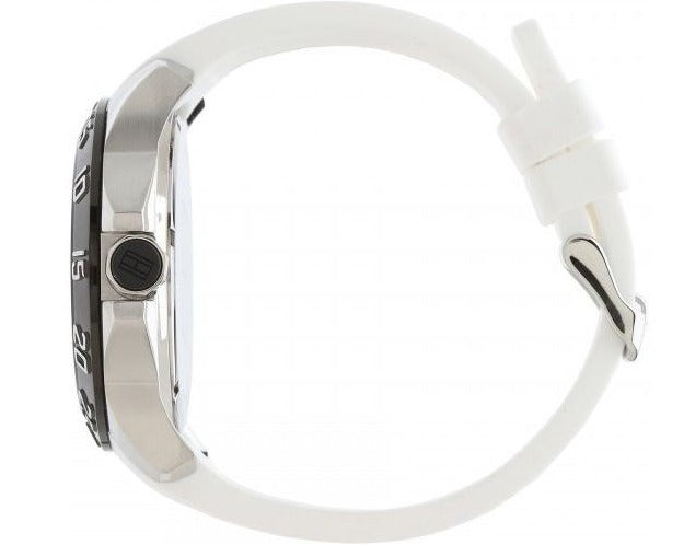 Shop Tommy Hilfiger Sport Black Dial White Rubber Strap Watch for Men - 1790986 in USA