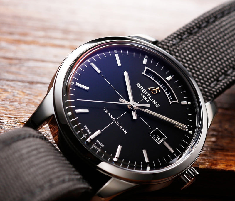 Shop Breitling Transocean Day & Date 43mm Black Dial Black Nylon Strap Mens Watch - A4531012/BB69/109W/A20 BA.1 in USA