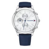 Shop Tommy Hilfiger Carly Silver Dial Blue Leather Strap Watch for Women - 1781791 in USA