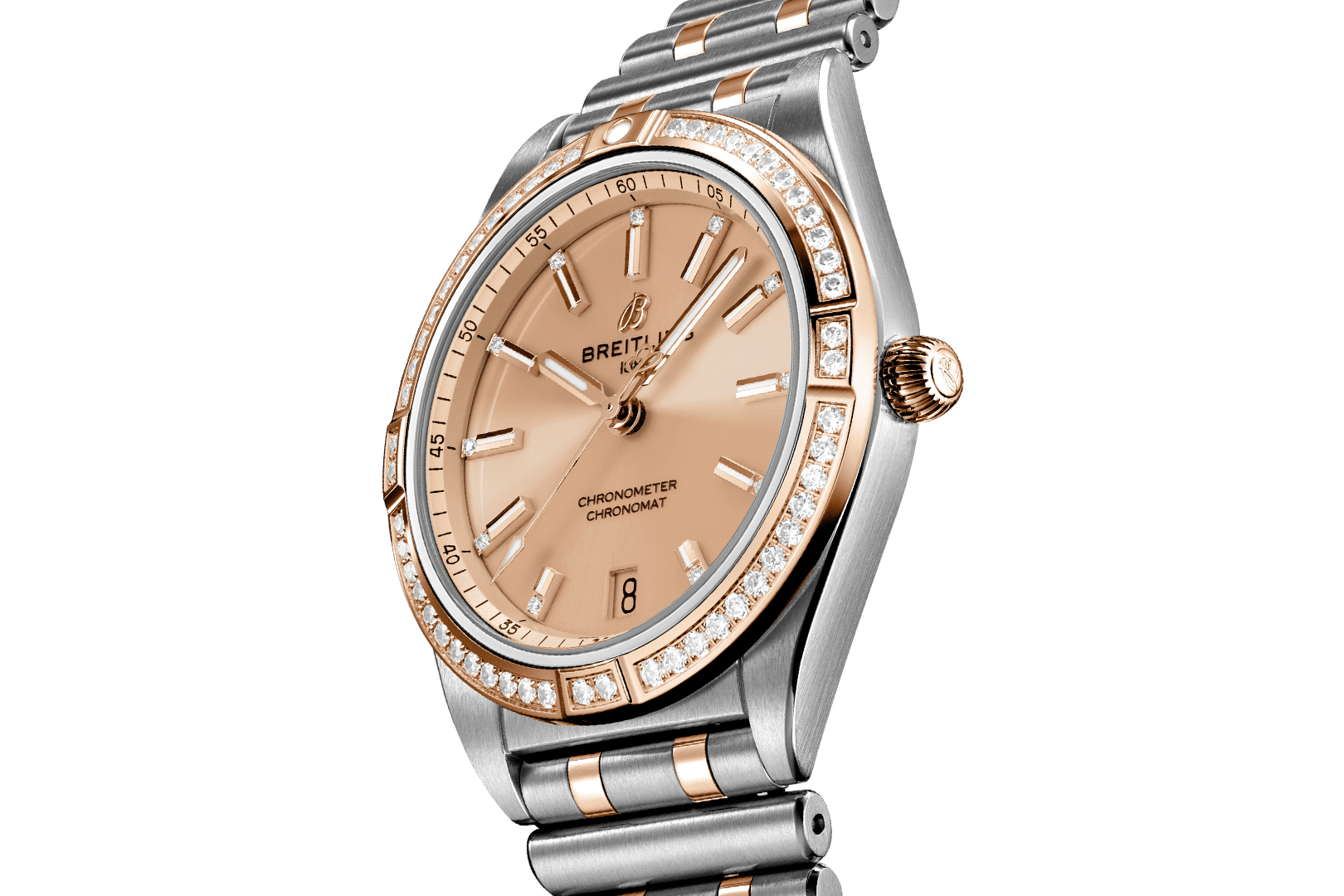 Breitling Chronomat Automatic 36 Diamonds Brown Dial Two Tone Steel Strap Watch for Women - U10380591K1U1