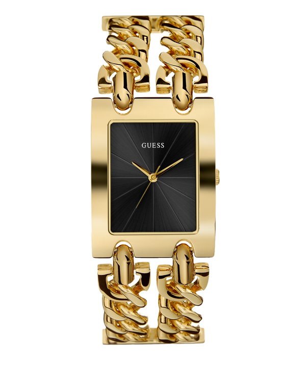 Shop Guess Trend Multi Chain Black Dial Gold Steel Strap Watch for Women - U1117L5 in USA