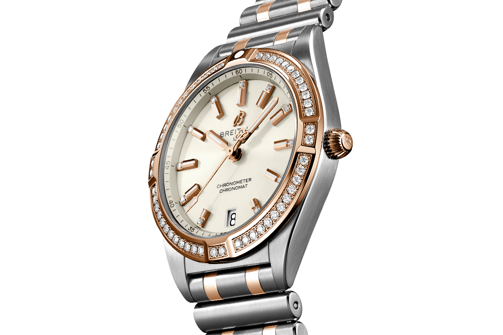 Breitling Chronomat 32 Diamonds White Dial Two Tone Steel Strap Watch for Women - U77310591A1U1