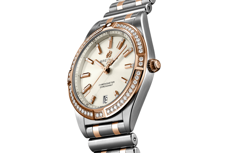 Breitling Chronomat 32 Diamonds White Dial Two Tone Steel Strap Watch for Women - U77310591A1U1
