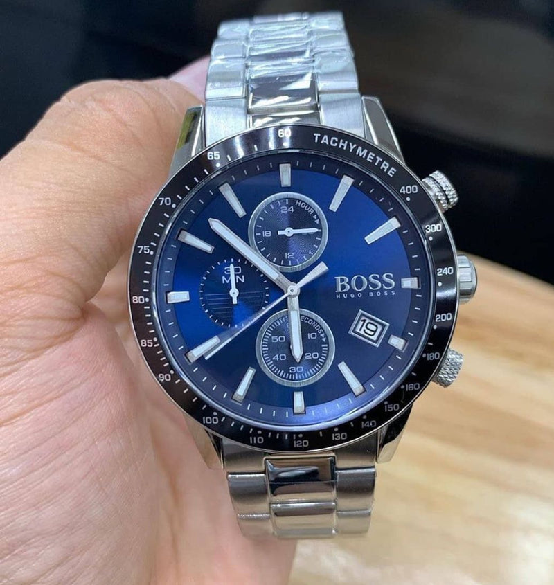 Shop Hugo Boss Rafale Quartz Blue Dial Silver Steel Strap Watch for Men - 1513510 in USA