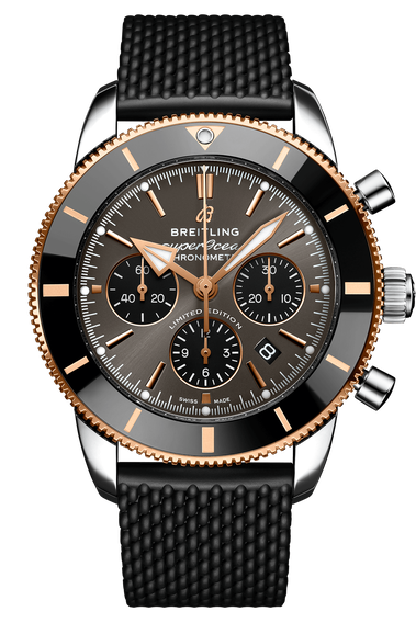 Breitling Superocean Heritage B01 Chronograph 44 Black Dial Black Mesh Bracelet Watch for Men - UB01621A1M1S1