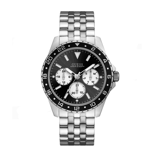 Shop Guess Odyssey Black Dial Silver Steel Strap Watch For Men - W1107G1 in USA