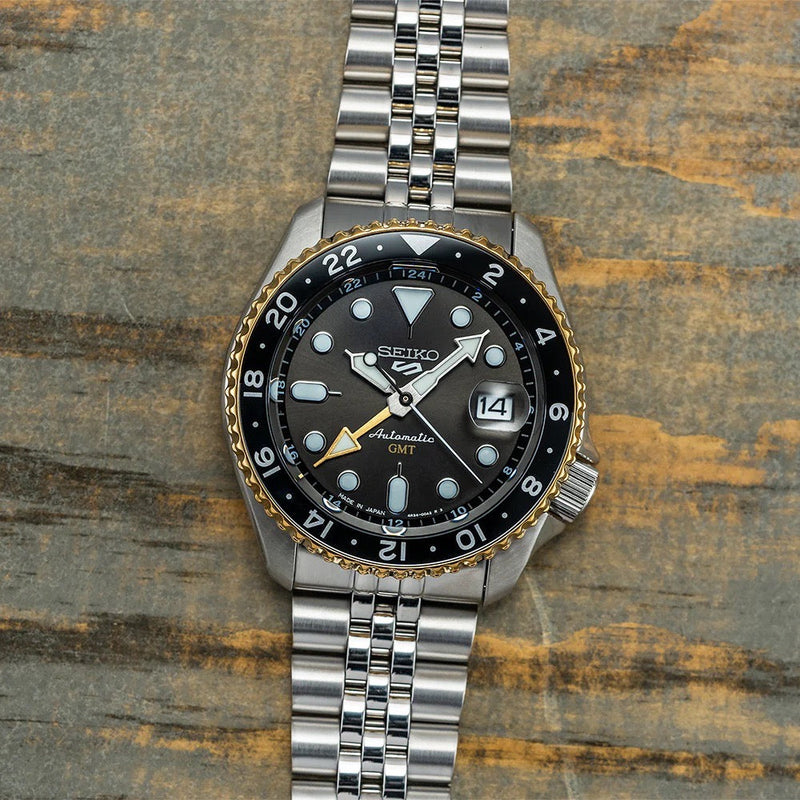Seiko 5 Sports GMT US Special Edition Automatic Grey Dial Silver Steel Strap Watch For Men - SSK021K1 Buy Now By Seiko