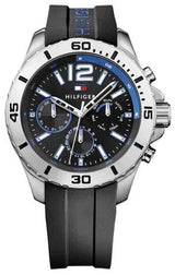 Shop Tommy Hilfiger Sport Multifunction Black Dial Black Rubber Strap Watch for Men - 1791143 in USA