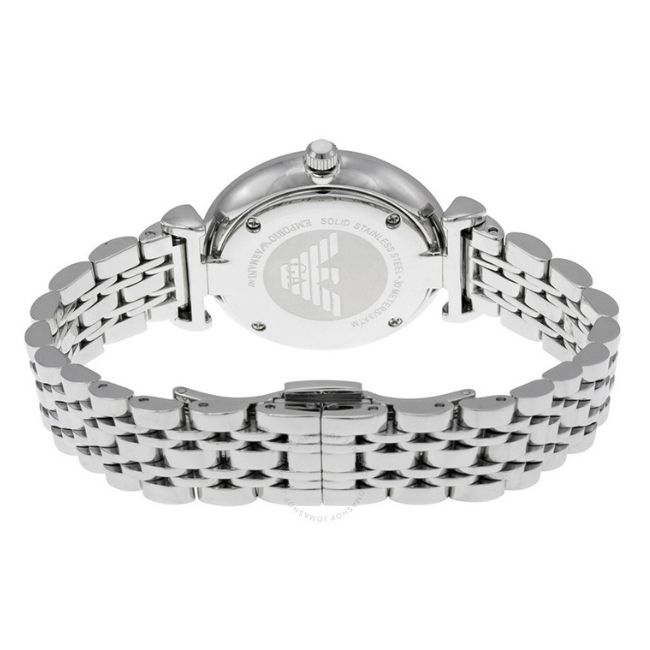 Emporio Armani Gianni T Bar White Crystal Pave Dial Silver Stainless Steel Strap Watch For Women - AR1925 Buy Now By Emporio Armani
