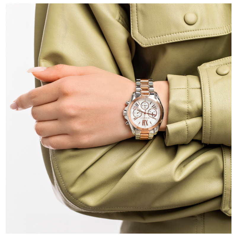 Michael Kors Bradshaw Chronograph White Dial Two Tone Steel Strap Watch For Women - MK7258 Buy Now By Michael Kors