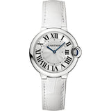 Shop Cartier Ballon Bleu de Cartier Silver Dial White Leather Strap Watch for Women - W6920087 in USA