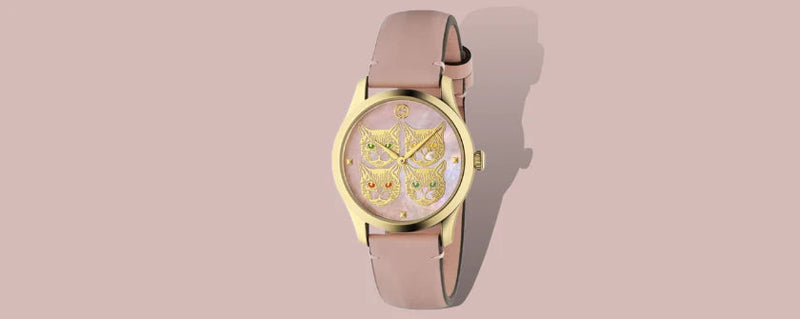 Shop Gucci G Timeless Quartz Mother of Pearl Dial Pink Leather Strap Watch For Women - YA1264132 in USA