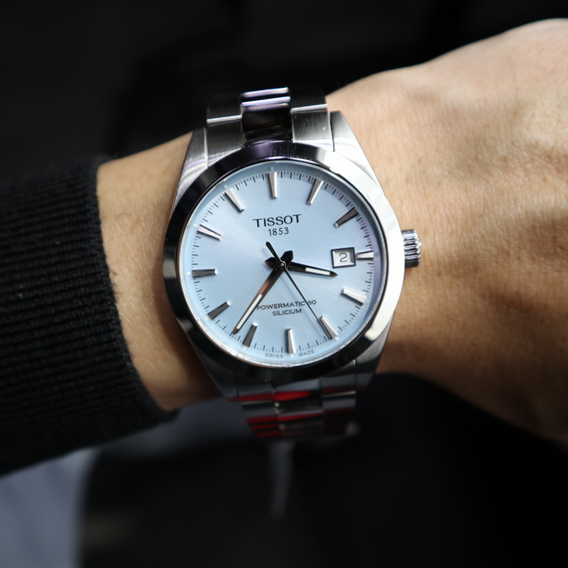 Tissot Gentleman Powermatic 80 Silicium Ice Blue Silver Steel Strap Watch For Men - T127.407.11.351.00 Buy Now By Tissot