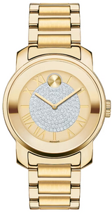 Movado Bold Pave Gold Dial Gold Steel Strap Watch For Women - 3600255 Buy Now By Movado