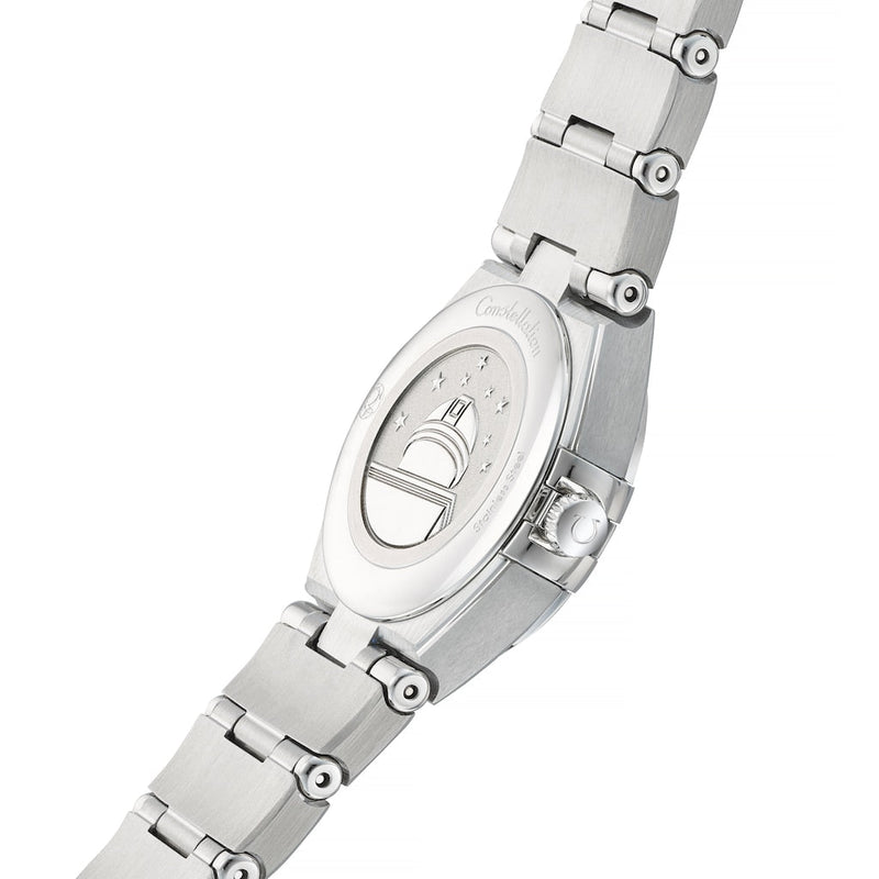 Shop Omega Constellation Manhattan Quartz Diamonds Blue Dial Silver Steel Strap Watch for Women - 131.10.25.60.53.001 in USA