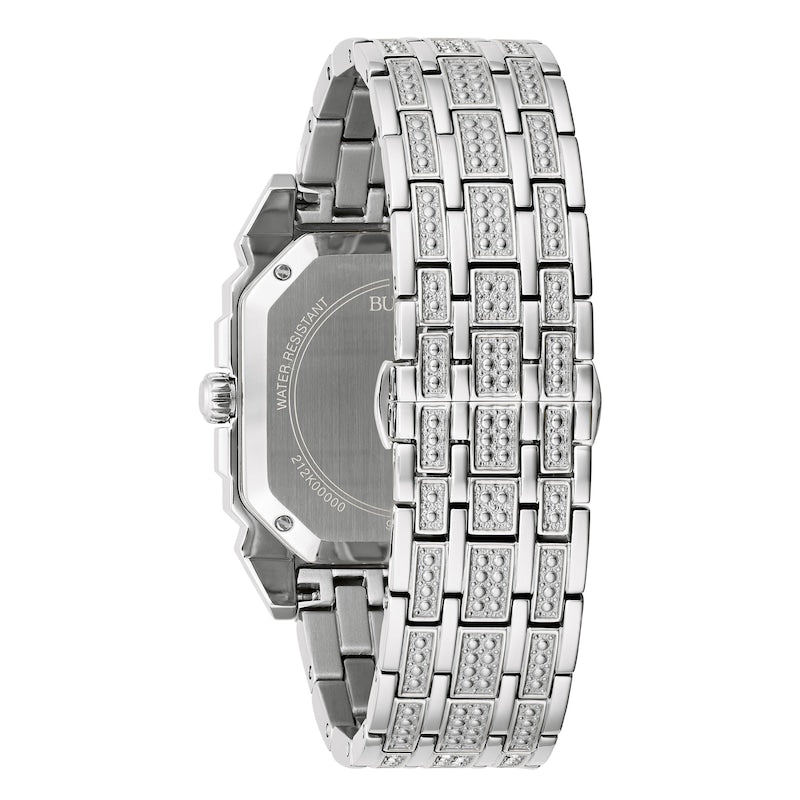 Bulova Phantom Baguette Crystal Blue Dial Silver Steel Strap Watch for Men - 96A254 Buy Now By Bulova