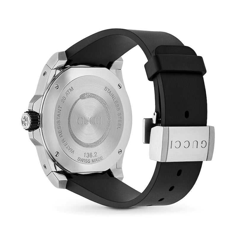 Shop Gucci Dive Quartz Kingsnake Black Dial Black Rubber Strap Watch For Men - YA136217 in USA