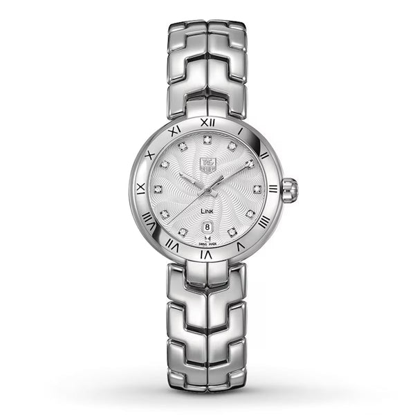 Shop Tag Heuer Link Diamonds Mother of Pearl Dial Silver Steel Strap Watch for Women - WAT1411.BA0954 in USA