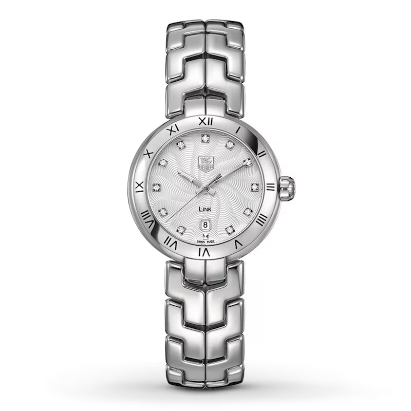 Shop Tag Heuer Link Diamonds Mother of Pearl Dial Silver Steel Strap Watch for Women - WAT1411.BA0954 in USA
