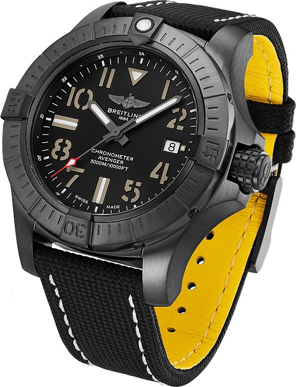 Shop Breitling Avenger Automatic 45 Seawolf Night Mission Black Dial Black Nylon Strap Watch for Men - V17319101B1X1 in USA
