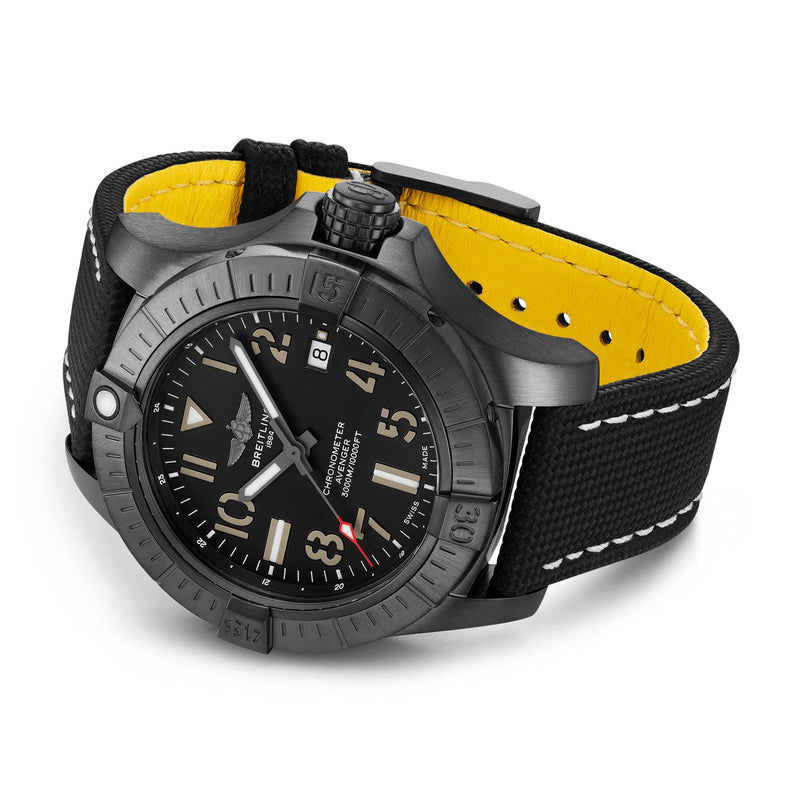 Shop Breitling Avenger Automatic 45 Seawolf Night Mission Black Dial Black Nylon Strap Watch for Men - V17319101B1X1 in USA