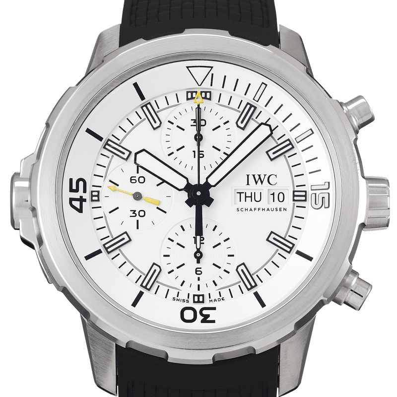 Shop IWC Aquatimer Chronograph White Dial Black Rubber Strap Watch for Men - IW376801 in USA