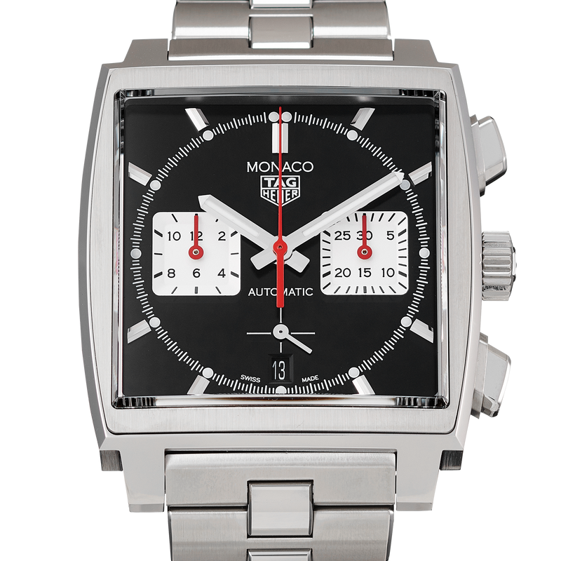 Tag Heuer Monaco Automatic Chronograph Black Dial Silver Steel Strap Watch for Men - CBL2113.BA0644 Buy Now By Tag Heuer