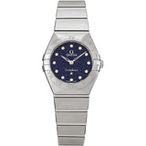 Shop Omega Constellation Manhattan Quartz Diamonds Blue Dial Silver Steel Strap Watch for Women - 131.10.25.60.53.001 in USA