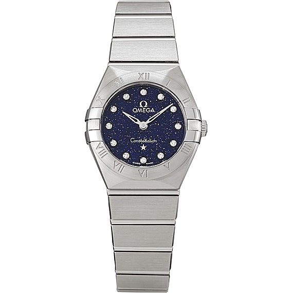 Shop Omega Constellation Manhattan Quartz Diamonds Blue Dial Silver Steel Strap Watch for Women - 131.10.25.60.53.001 in USA