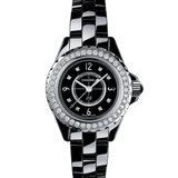 Chanel J12 Diamonds Ceramic Black Dial Black Steel Strap Watch for Women - J12 H2571