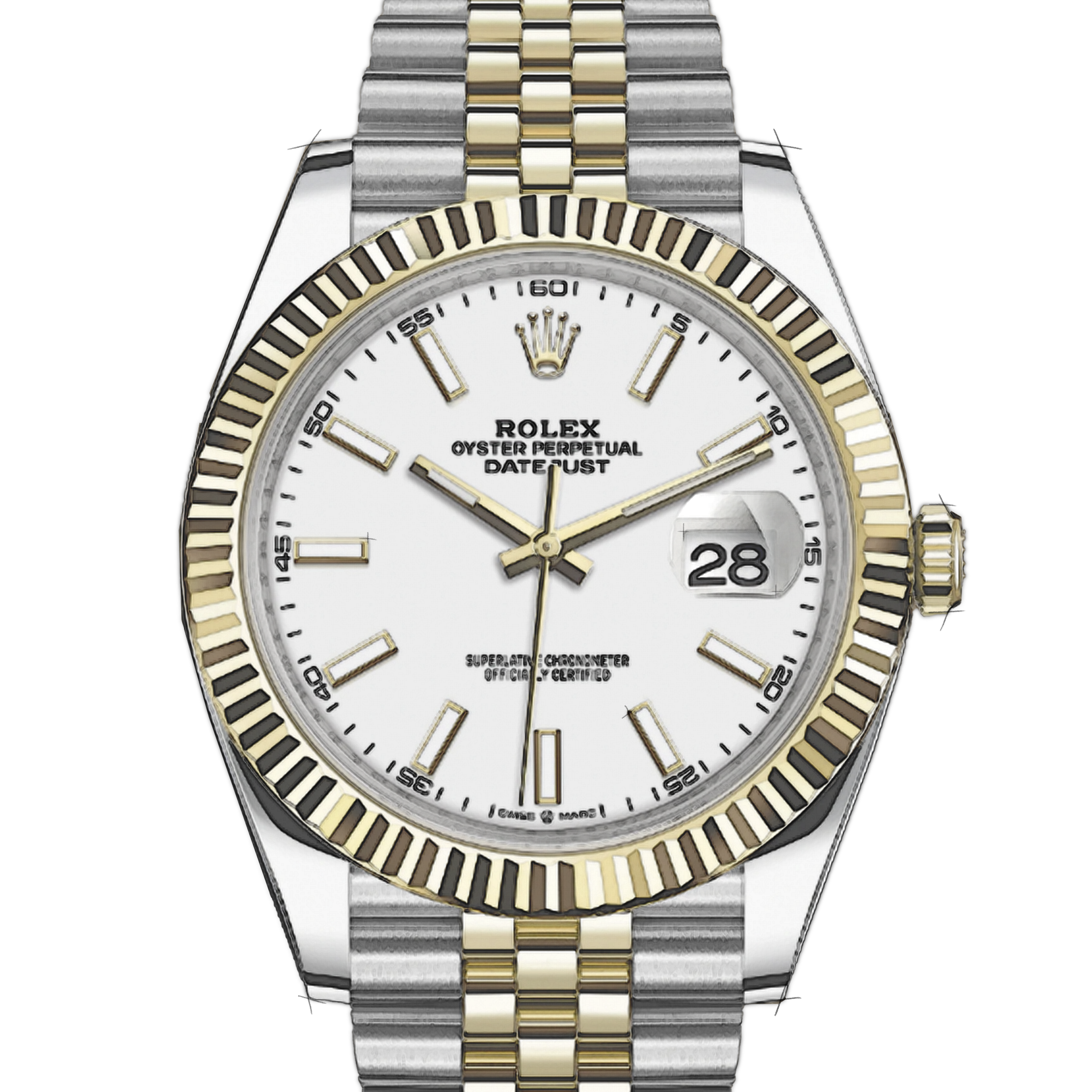 Rolex Datejust 41 Oyster White Dial Two Tone Oystersteel & Yellow Gold Jubilee Bracelet White Dial Watch for Men - M126333-0016