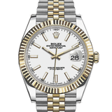 Shop Rolex Datejust 41 Oyster White Dial Two Tone Oystersteel & Yellow Gold Jubilee Bracelet White Dial Watch for Men - M126333-0016 in USA