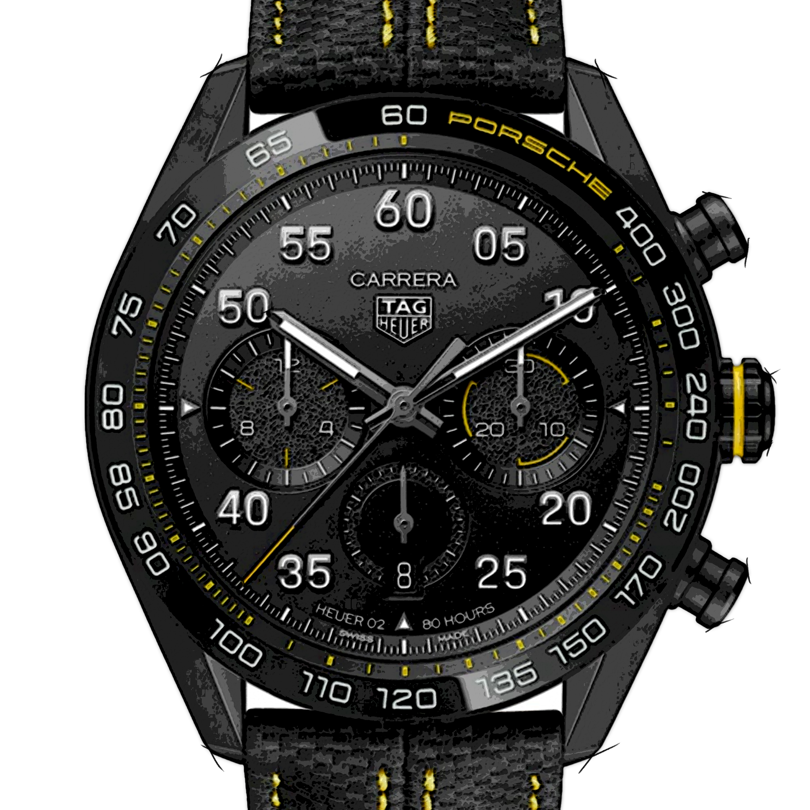 Tag Heuer Carrera x Porsche Automatic Chronograph Black Dial Black Nylon Strap Watch for Men - CBN2A1H.FC6512