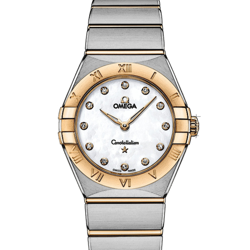 Shop Omega Constellation Manhattan Mother of Pearl Dial Two Tone Steel Strap Watch for Women - 131.20.28.60.55.002 in USA