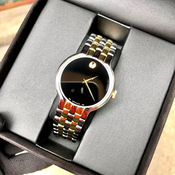 Shop Movado Veturi Quartz Black Dial Two Tone Steel Strap Watch for Men - 0606932 in USA