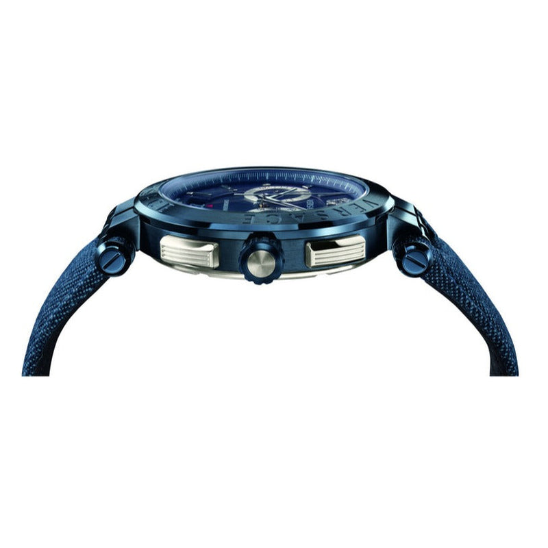 Shop Versace Aion Chronograph Blue Dial Blue Leather Strap Watch for Men - VBR070017 in USA