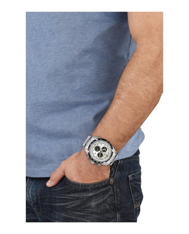 Versace V-Ray Chronograph Quartz Silver Dial Silver Steel Strap Watch For Men - VE2I00321 Buy Now By Versace