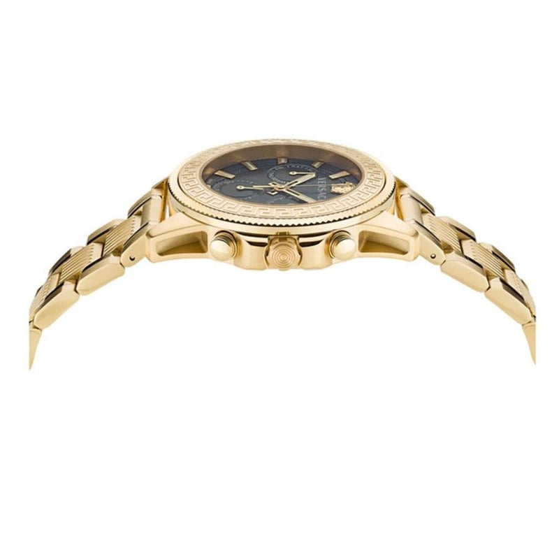 Versace Greca Action Chronograph Black Dial Gold Steel Strap Watch For Men - VE3J00622 Buy Now By Versace