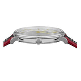 Versace V Circle Silver Dial Two Tone Leather Strap Watch for Men - VEBQ01319 Buy Now By Versace