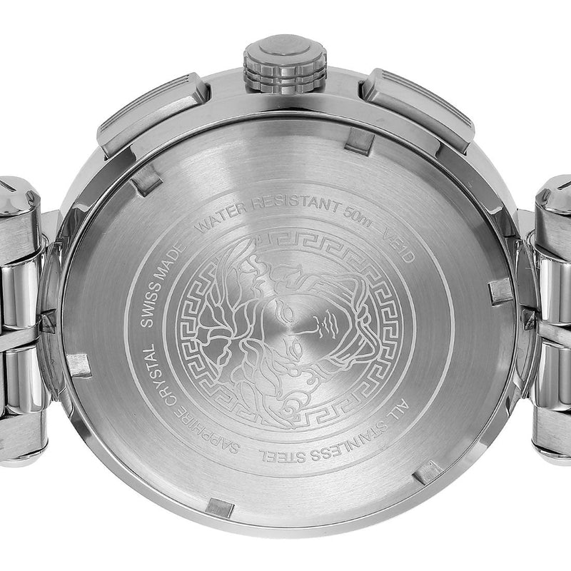 Versace Aion Chronograph Black Dial Silver Steel Strap Watch For Men - VE1D01019 Buy Now By Versace
