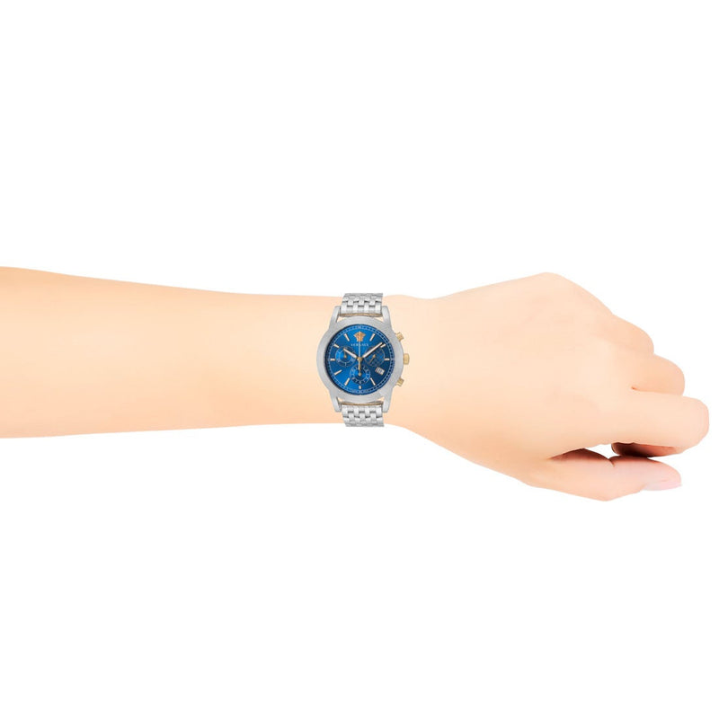 Versace Sport Tech Chronograph Blue Dial Silver Steel Strap Watch for Men - VELT00219 Buy Now By Versace