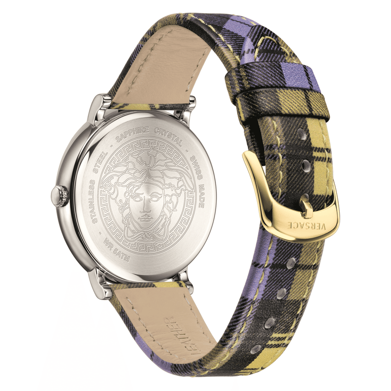 Versace V-Circle The Clans Edition Silver Dial Multicolor Leather Strap Watch for Women - VE8100118 Buy Now By Versace