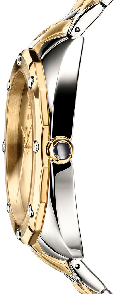 Versace Shadov Quartz Gold Dial Two Tone Steel Strap Watch for Women - VEBM00518 Buy Now By Versace