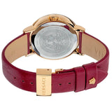 Versace Virtus White Dial Red Leather Strap Watch for Women - VEHC00219