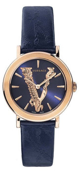 Versace Virtus Quartz Blue Dial Blue Leather Strap Watch for Women - VEHC00419 Buy Now By Versace