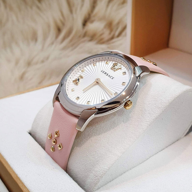 Versace Audrey Quartz White Dial Pink Leather Strap Watch for Women - VELR00119 Buy Now By Versace